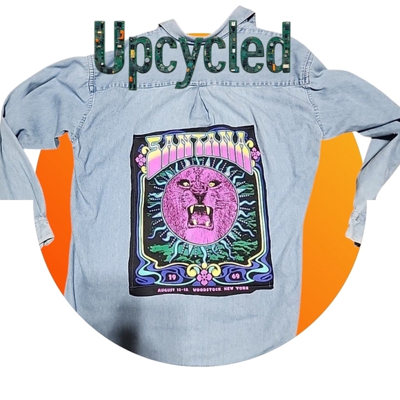 Upcycled Snoopy & Friends Santana Denim Shirt | Vintage 90s Vibes | Size 16 - Picture 2 of 6